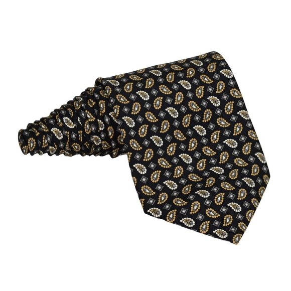 Blacker by Stanley Blacker Tie Necktie Mens Silk Paisley Squares Black 60 in - Picture 7 of 7